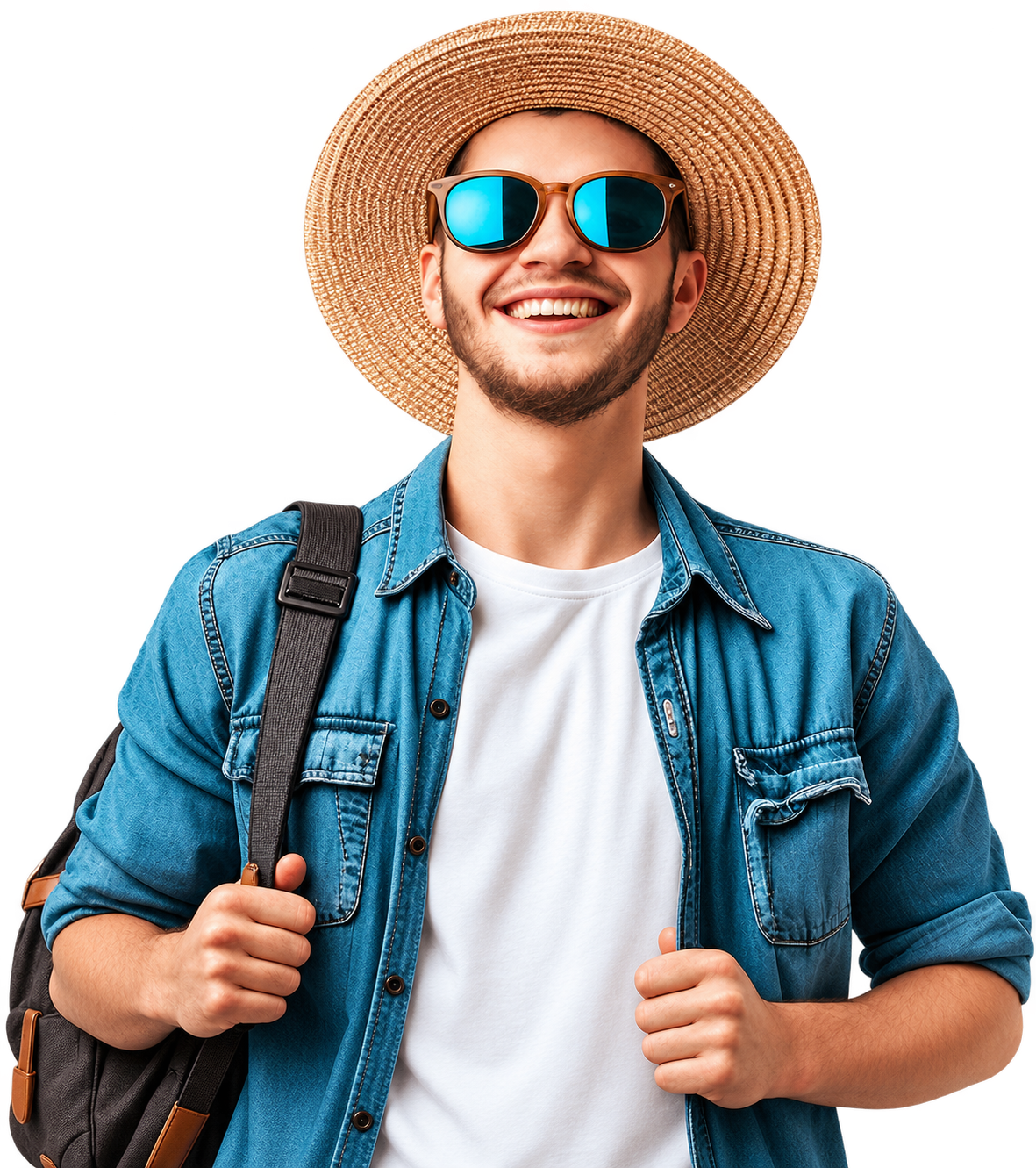 Traveler with a hat and camera
